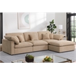 Pemberly Row U-Shaped Chenille Cloud Sectional with Ottoman in Light Camel