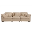 Pemberly Row U-Shaped Chenille Cloud Sectional with Ottoman in Light Camel