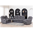 Pemberly Row 3-Piece Faux Leather Reclining Sofa Set Bluetooth in Gray