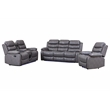 Pemberly Row 3-Piece Faux Leather Reclining Sofa Set Bluetooth in Gray