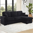 Pemberly Row Chenille L-Shaped Pull Out Sleeper Sofa Bed in Black