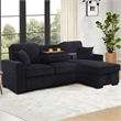 Pemberly Row Chenille L-Shaped Pull Out Sleeper Sofa Bed in Black