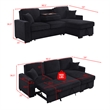 Pemberly Row Chenille L-Shaped Pull Out Sleeper Sofa Bed in Black