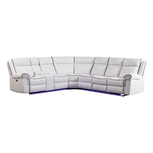 Pemberly Row 6-Seater Electric Recliner Faux Leather Sofa in White