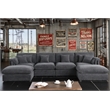Pemberly Row U-Shaped Chenille Cloud Sectional with Ottoman in Dark Gray