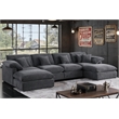 Pemberly Row U-Shaped Chenille Cloud Sectional with Ottoman in Dark Gray