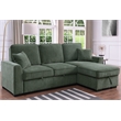Pemberly Row Chenille L-Shaped Pull Out Sleeper Sofa Bed in Green