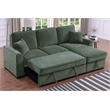 Pemberly Row Chenille L-Shaped Pull Out Sleeper Sofa Bed in Green