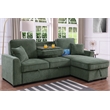 Pemberly Row Chenille L-Shaped Pull Out Sleeper Sofa Bed in Green