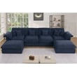 Pemberly Row U-Shaped Chenille Cloud Sectional Sofa with Ottoman in Blue
