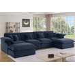 Pemberly Row U-Shaped Chenille Cloud Sectional Sofa with Ottoman in Blue