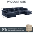 Pemberly Row U-Shaped Chenille Cloud Sectional Sofa with Ottoman in Blue