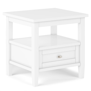 Pemberly Row Wood 20&quot Rectangle Transitional End Table in White