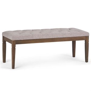 Pemberly Row 48&quot Tufted Ottoman Bench in Cloud Gray Linen Look Fabric