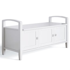 Pemberly Row Wood 44&quot Transitional Entryway Storage Bench in White