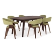 Pemberly Row 7-Piece Wood and Fabric Dining Set in Acid Green