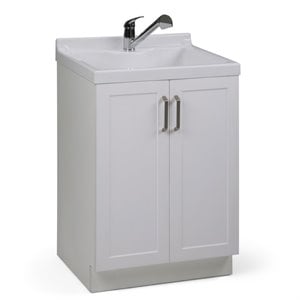 Pemberly Row 24&quot Shaker Laundry Sink Cabinet with Faucet in Pure White