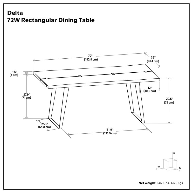 Pemberly Row 72 x 36 inch Rectangle Live Edge Dining Table in Natural