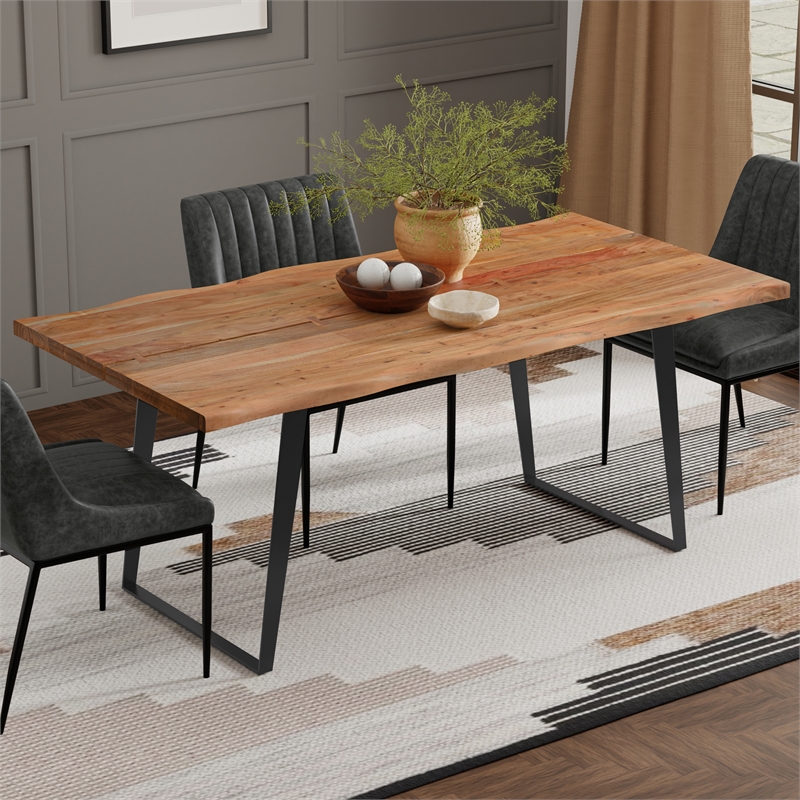 Pemberly Row 72 x 36 inch Rectangle Live Edge Dining Table in Natural