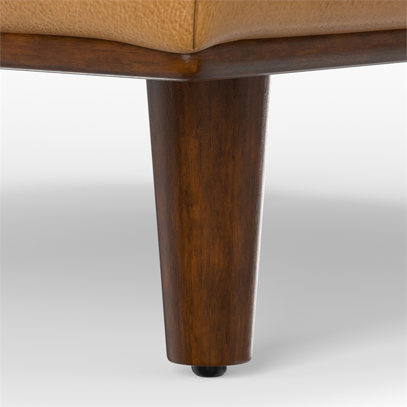Pemberly Row 33 inch Wide Genuine Leather Accent Ottoman in Sienna
