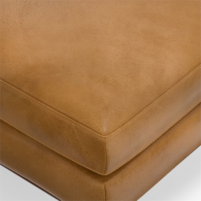 Pemberly Row 33 inch Wide Genuine Leather Accent Ottoman in Sienna