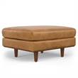 Pemberly Row 33 inch Wide Genuine Leather Accent Ottoman in Sienna