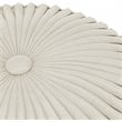 Pemberly Row Boho Tufted Round Pouf Ottoman in Cream Velvet Fabric