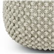 Pemberly Row Boho Tufted Round Pouf Ottoman in Cream Velvet Fabric