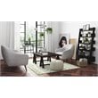 Pemberly Row Boho Tufted Round Pouf Ottoman in Cream Velvet Fabric