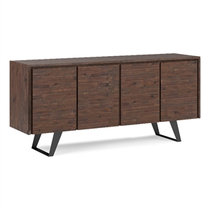 Pemberly Row 66&quot 4-Door Sideboard Buffet in Distressed Charcoal Brown