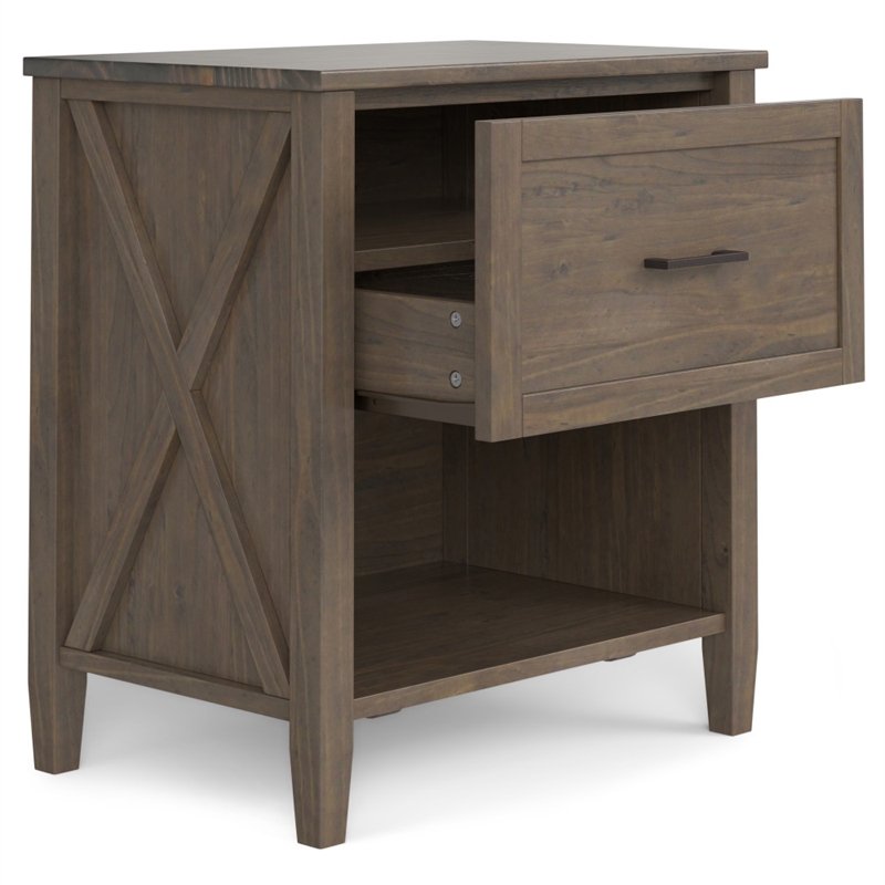 Pemberly Row Solid Wood 24 inch Wide Bedside Table in Smoky Brown