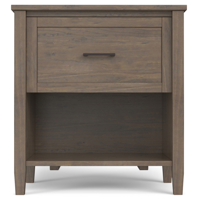 Pemberly Row Solid Wood 24 inch Wide Bedside Table in Smoky Brown