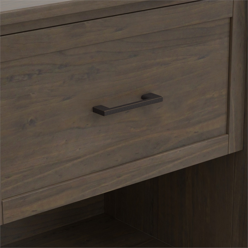 Pemberly Row Solid Wood 24 inch Wide Bedside Table in Smoky Brown