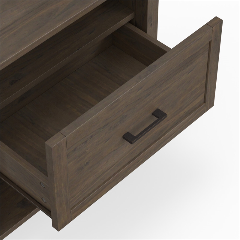 Pemberly Row Solid Wood 24 inch Wide Bedside Table in Smoky Brown