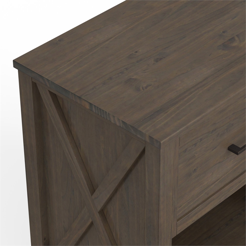 Pemberly Row Solid Wood 24 inch Wide Bedside Table in Smoky Brown