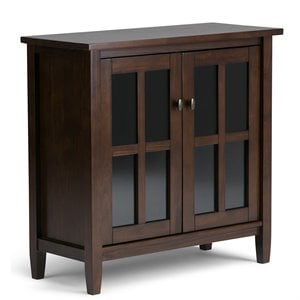 Pemberly Row Wood 32&quot Low Accent Storage Cabinet in Tobacco Brown