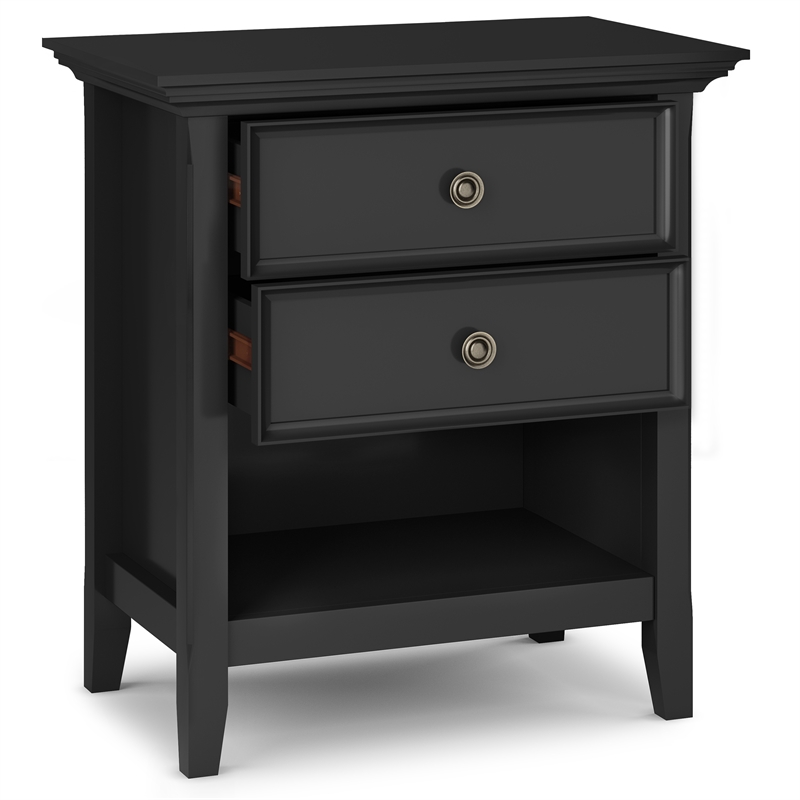 Pemberly Row 24 inch Solid Wood Bedside Table Set of 2 in Black