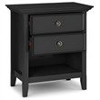 Pemberly Row 24 inch Solid Wood Bedside Table Set of 2 in Black