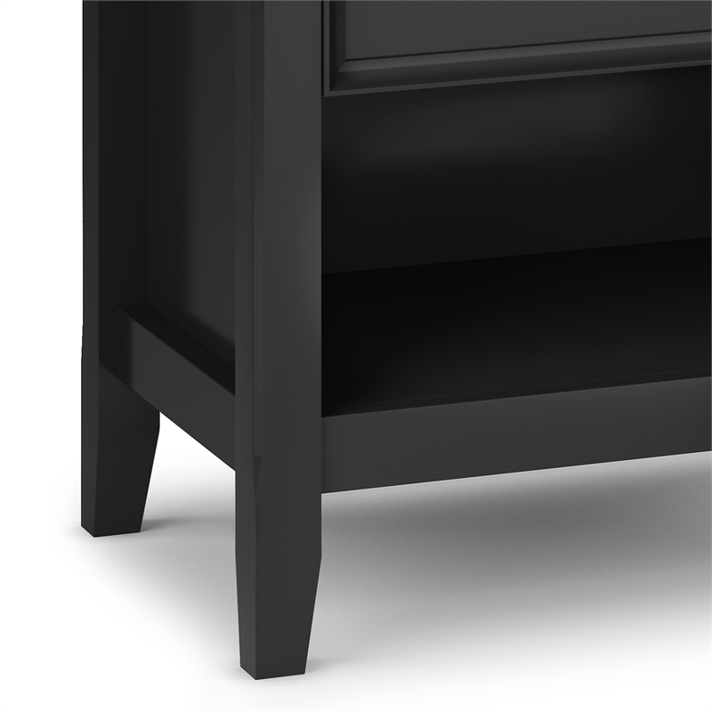 Pemberly Row 24 inch Solid Wood Bedside Table Set of 2 in Black