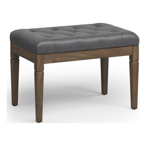 Pemberly Row 28&quot Rectangle Tufted Ottoman Bench in Stone Gray Vegan Leather