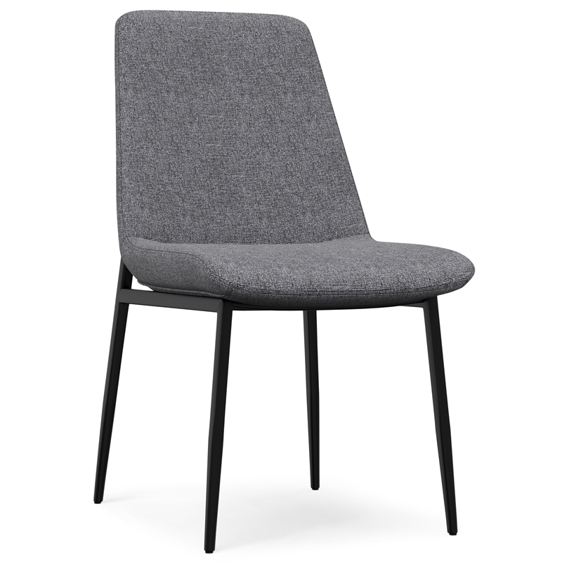 Pemberly Row Upholstered Dining Chair Set of 2 in Gray Linen Look Fabric