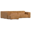 Pemberly Row Left Corner Sectional Sofa & Ottoman in Sienna Leather