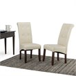 Pemberly Row Tufted Parson Chair Set of 2 in Satin Cream Faux Leather