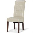 Pemberly Row Tufted Parson Chair Set of 2 in Satin Cream Faux Leather