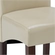 Pemberly Row Tufted Parson Chair Set of 2 in Satin Cream Faux Leather