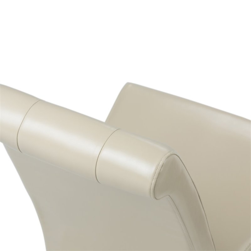 Pemberly Row Tufted Parson Chair Set of 2 in Satin Cream Faux Leather