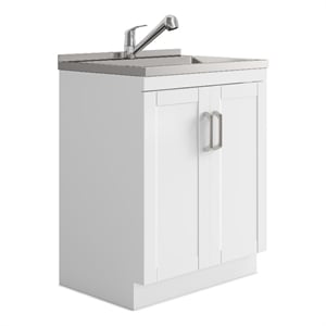 Pemberly Row 28&quot Laundry Cabinet with Faucet and Stainless Steel Sink