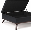 Pemberly Row Faux Air Leather Coffee Table Ottoman in Midnight Black