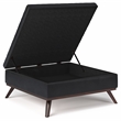 Pemberly Row Faux Air Leather Coffee Table Ottoman in Midnight Black