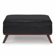 Pemberly Row Faux Air Leather Coffee Table Ottoman in Midnight Black